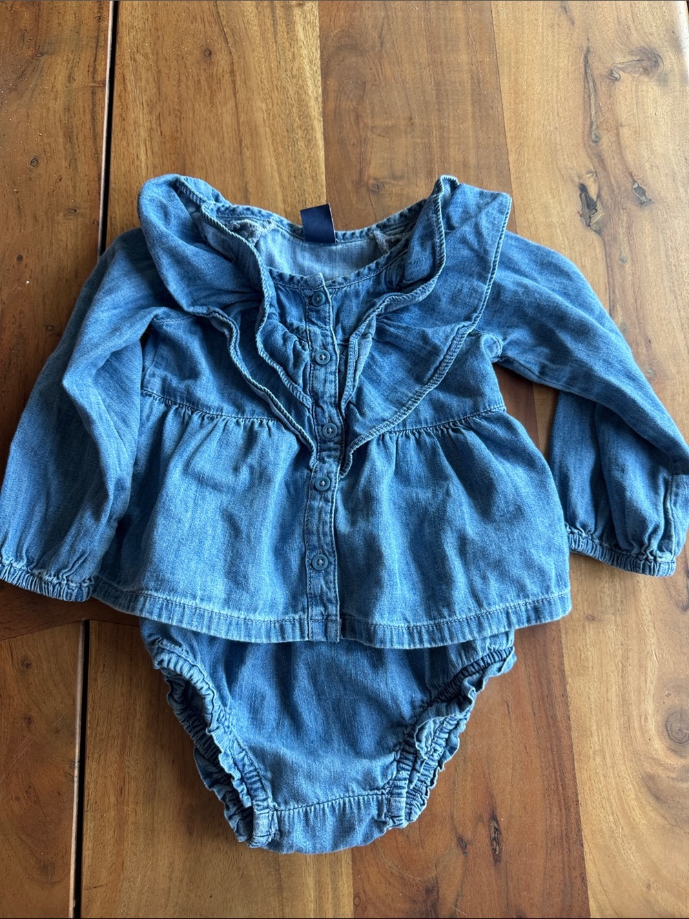 Baby Gap Denim Ruffle Front Set
